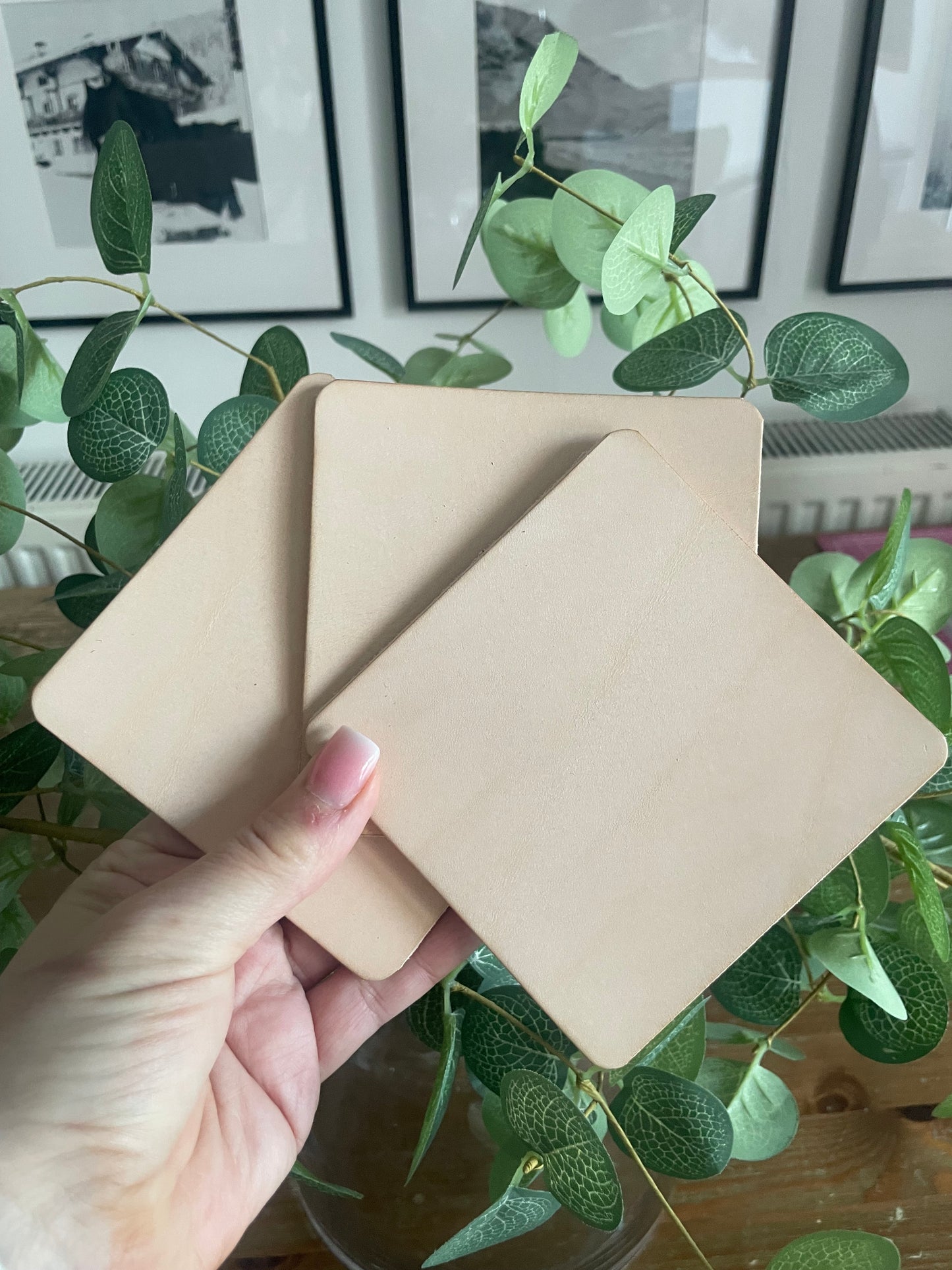 Natural Leather Square Coasters