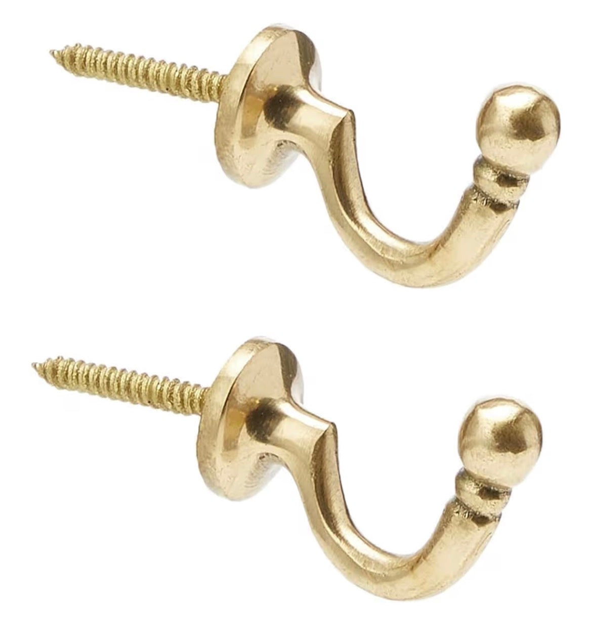 Brass curtain tie back hooks x 2