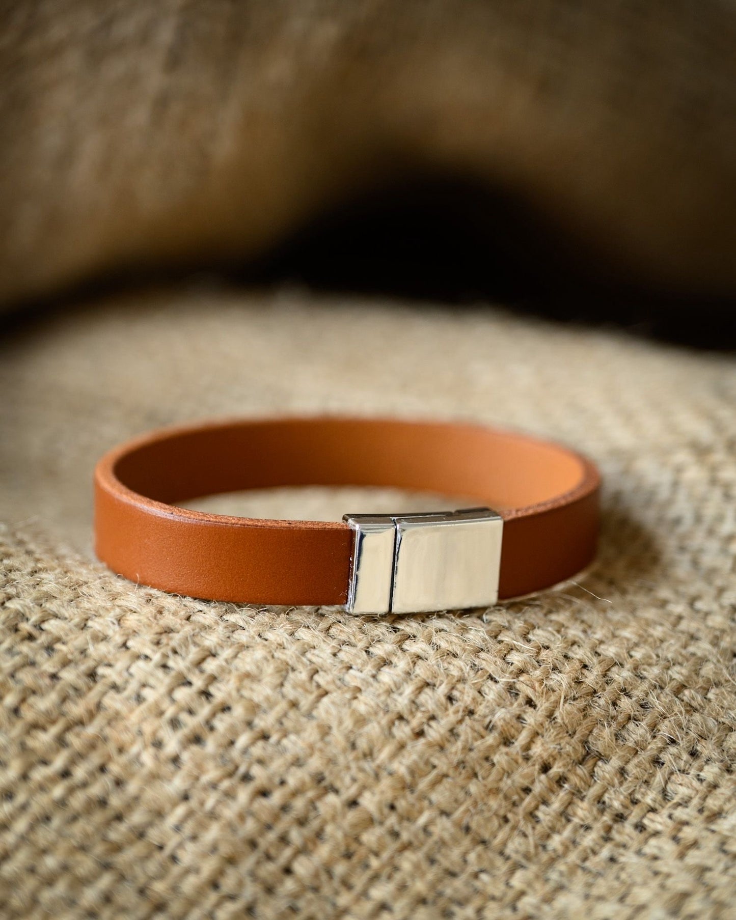 Leather Bracelet with Metal Clasp