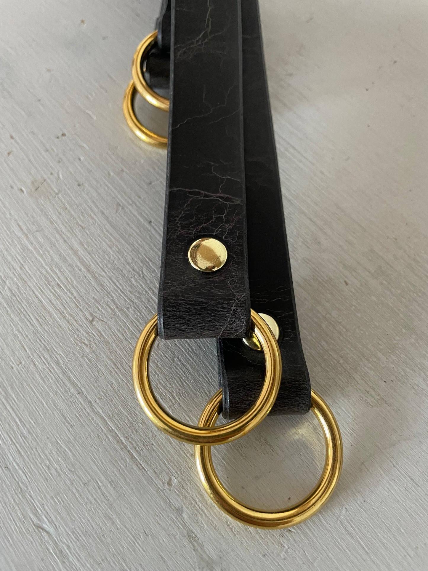 Leather Curtain Tie Backs - Antique Black