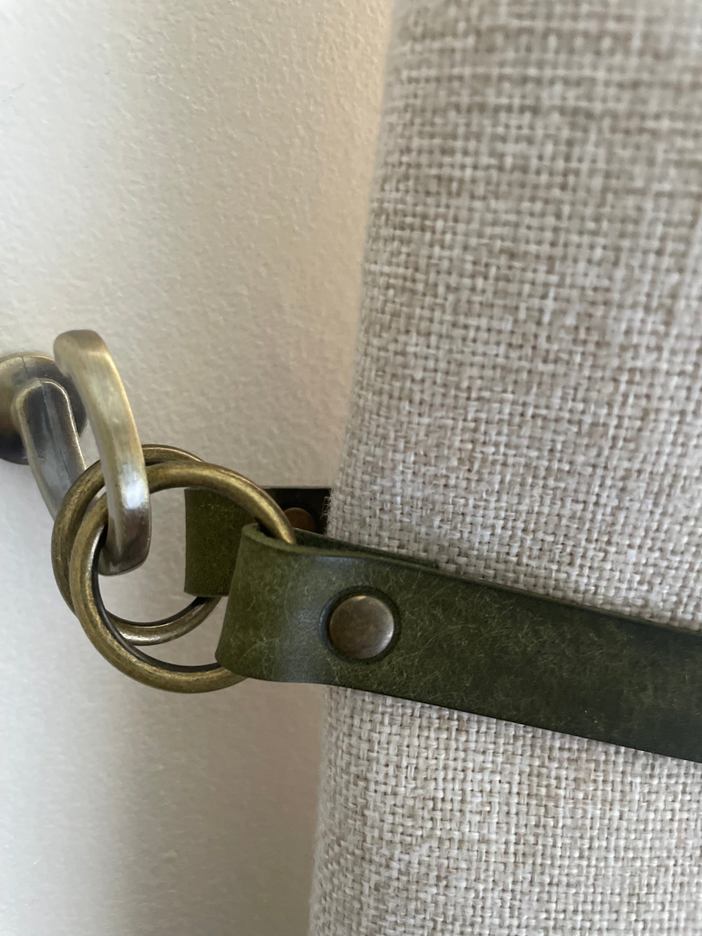 Leather Curtain Tie Backs - Olive Green