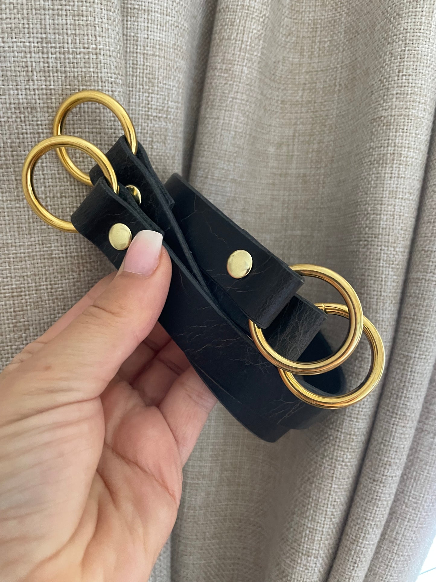 Leather Curtain Tie Backs - Antique Black