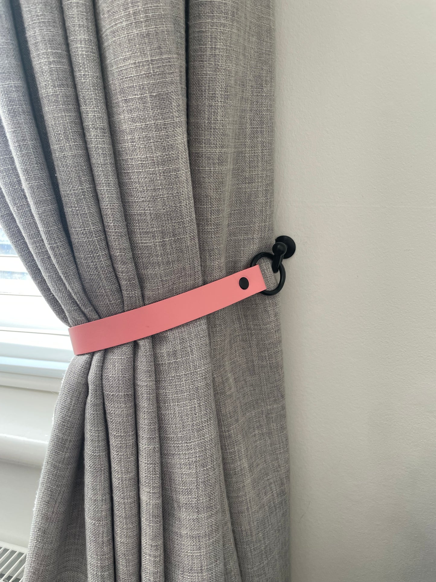 Leather Curtain Tie Backs - Barbie Pink
