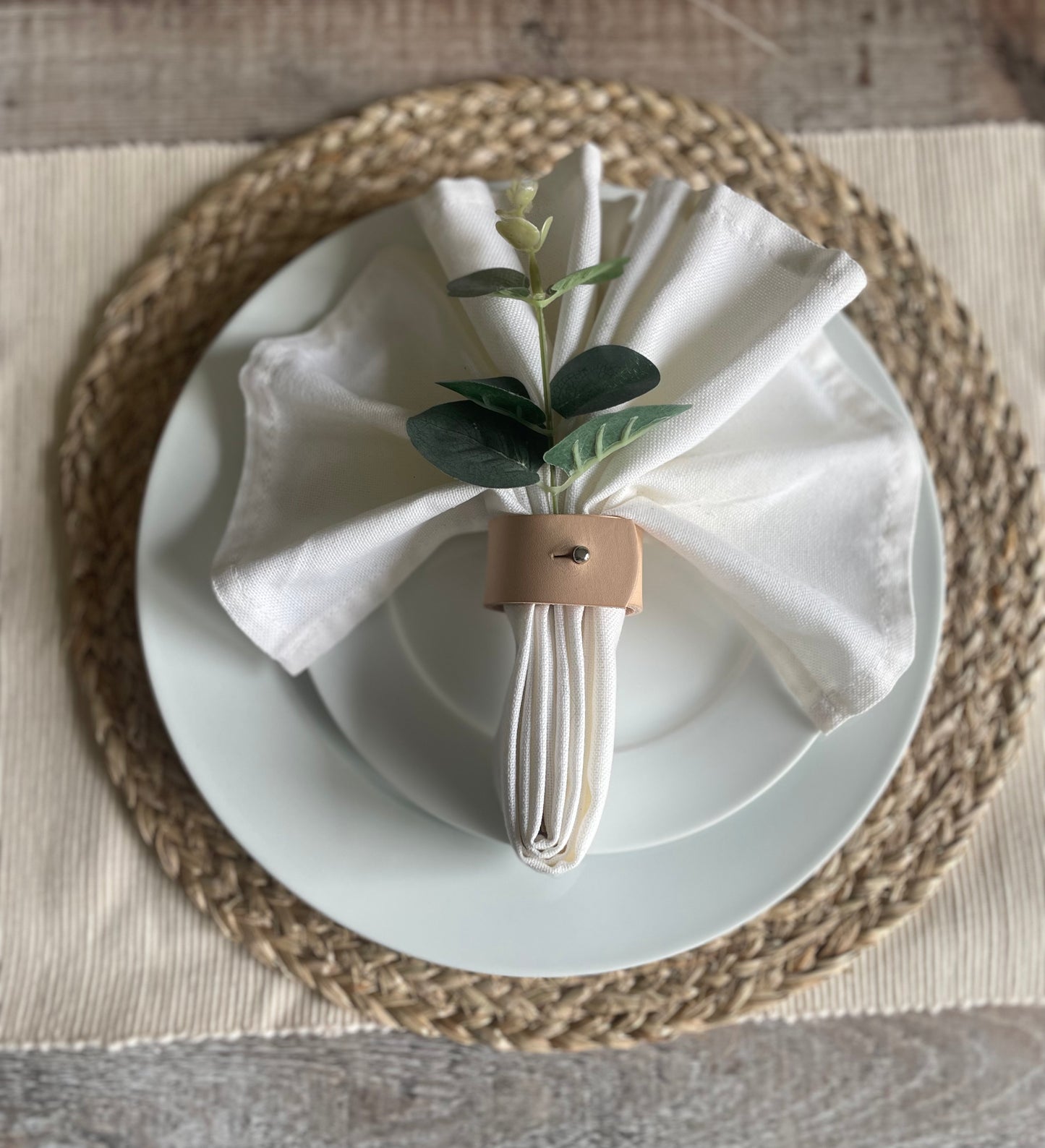Leather Napkin Rings | Natural