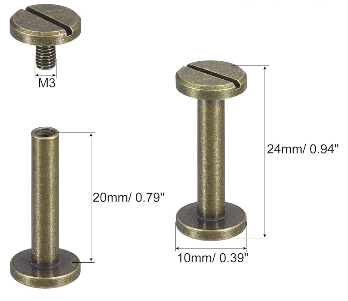 Antique Brass 20x10mm Flat Head Screw for Drawers and Cabinets
