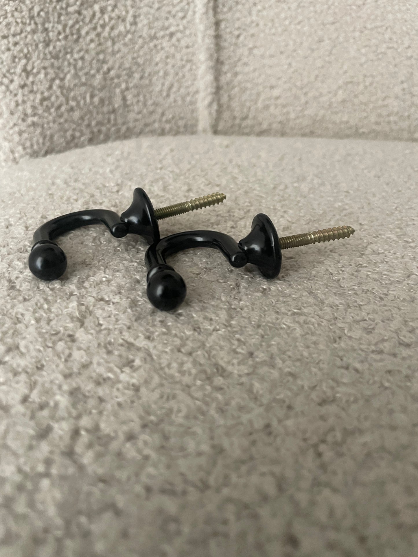 Black curtain tie back hooks x 2