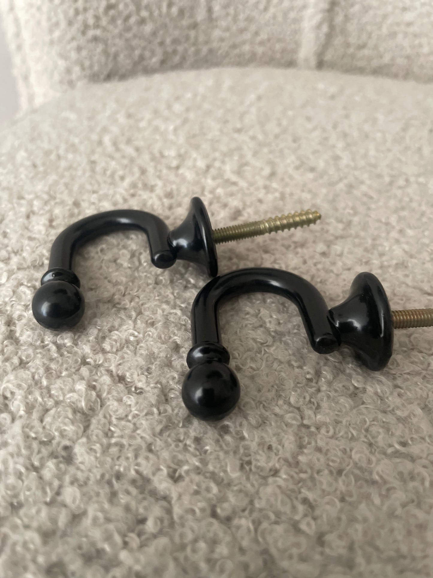 Black curtain tie back hooks x 2