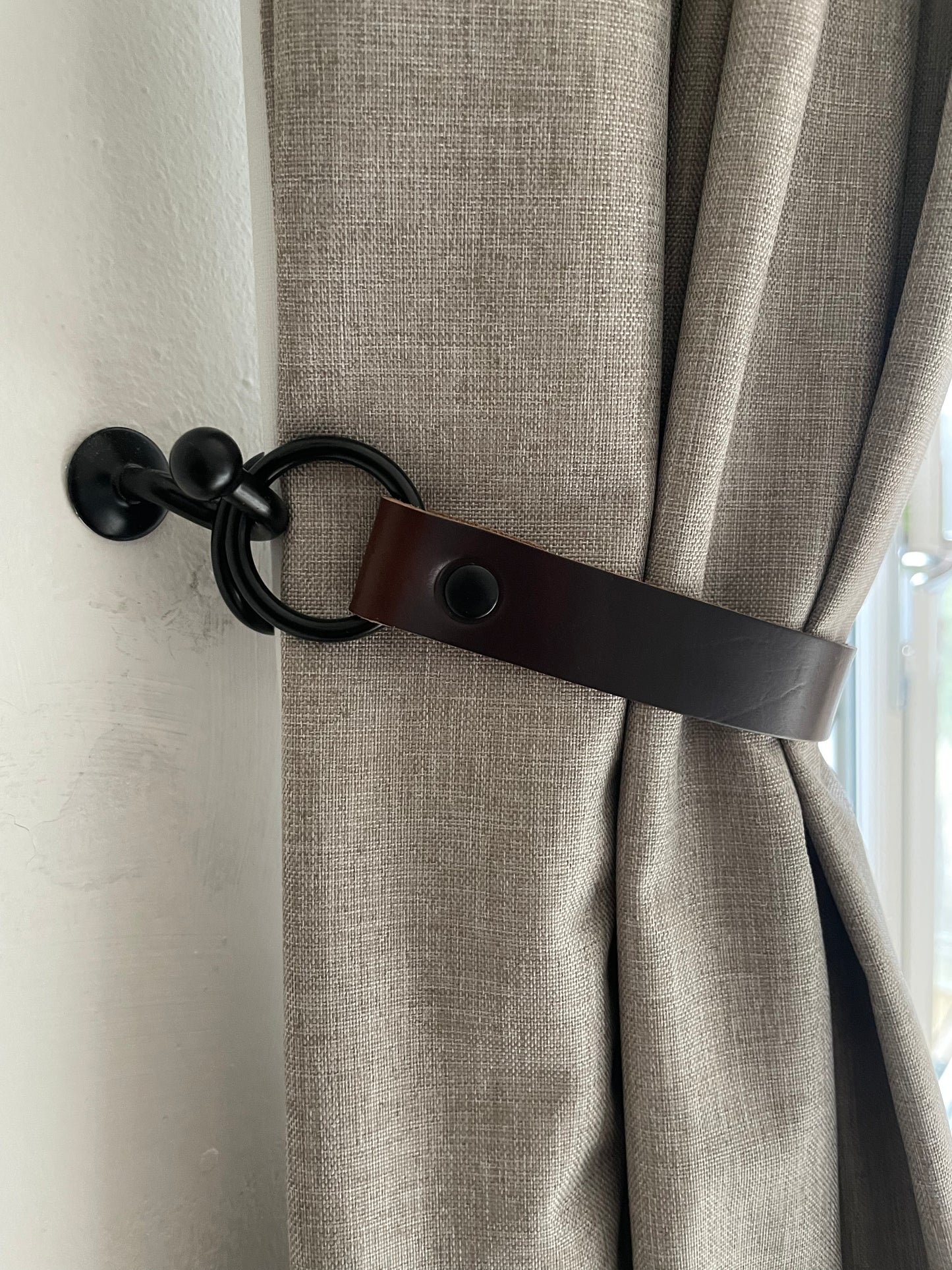 Leather Curtain Tie Backs - Brown