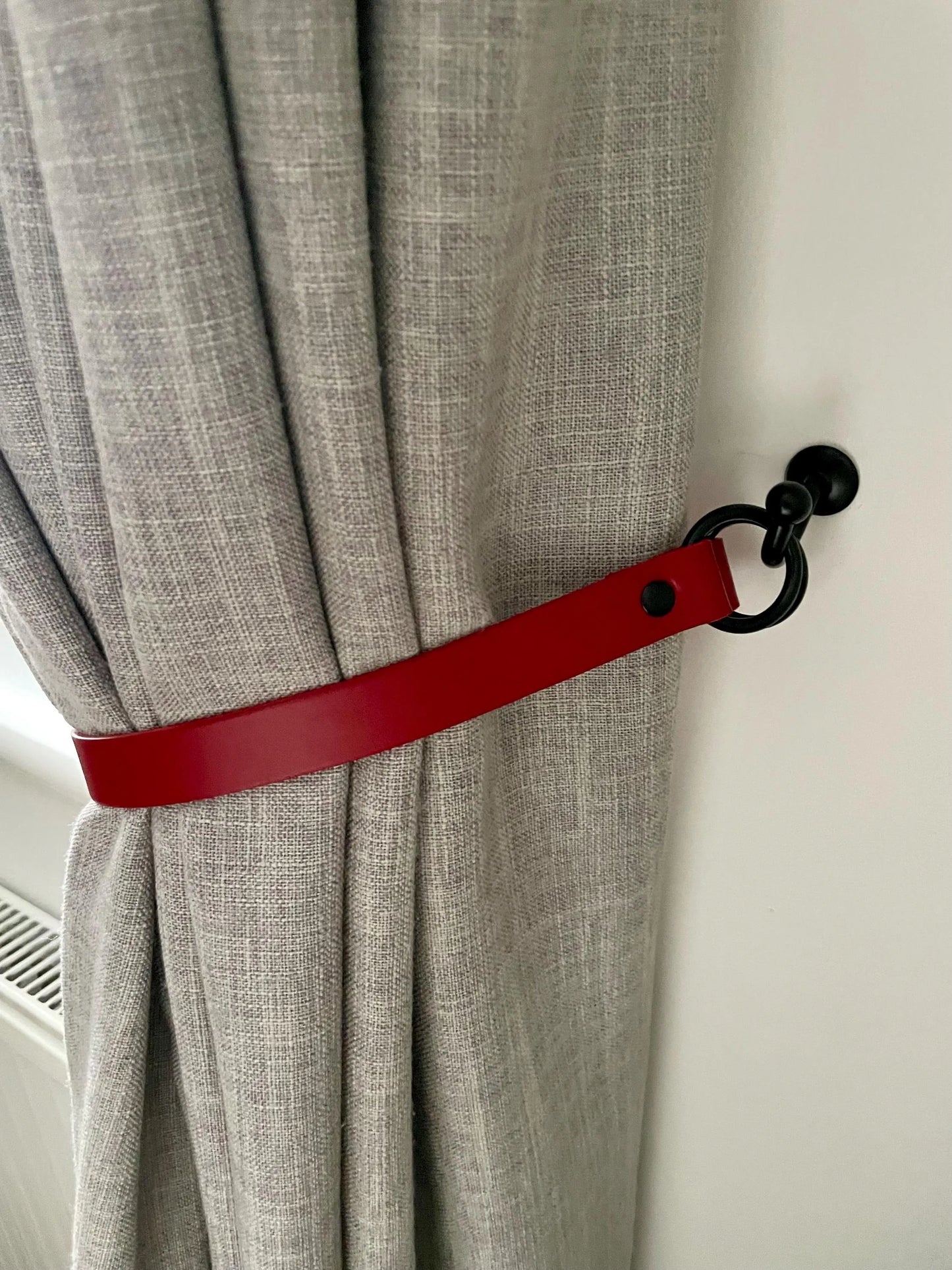 Leather Curtain Tie Back - Red