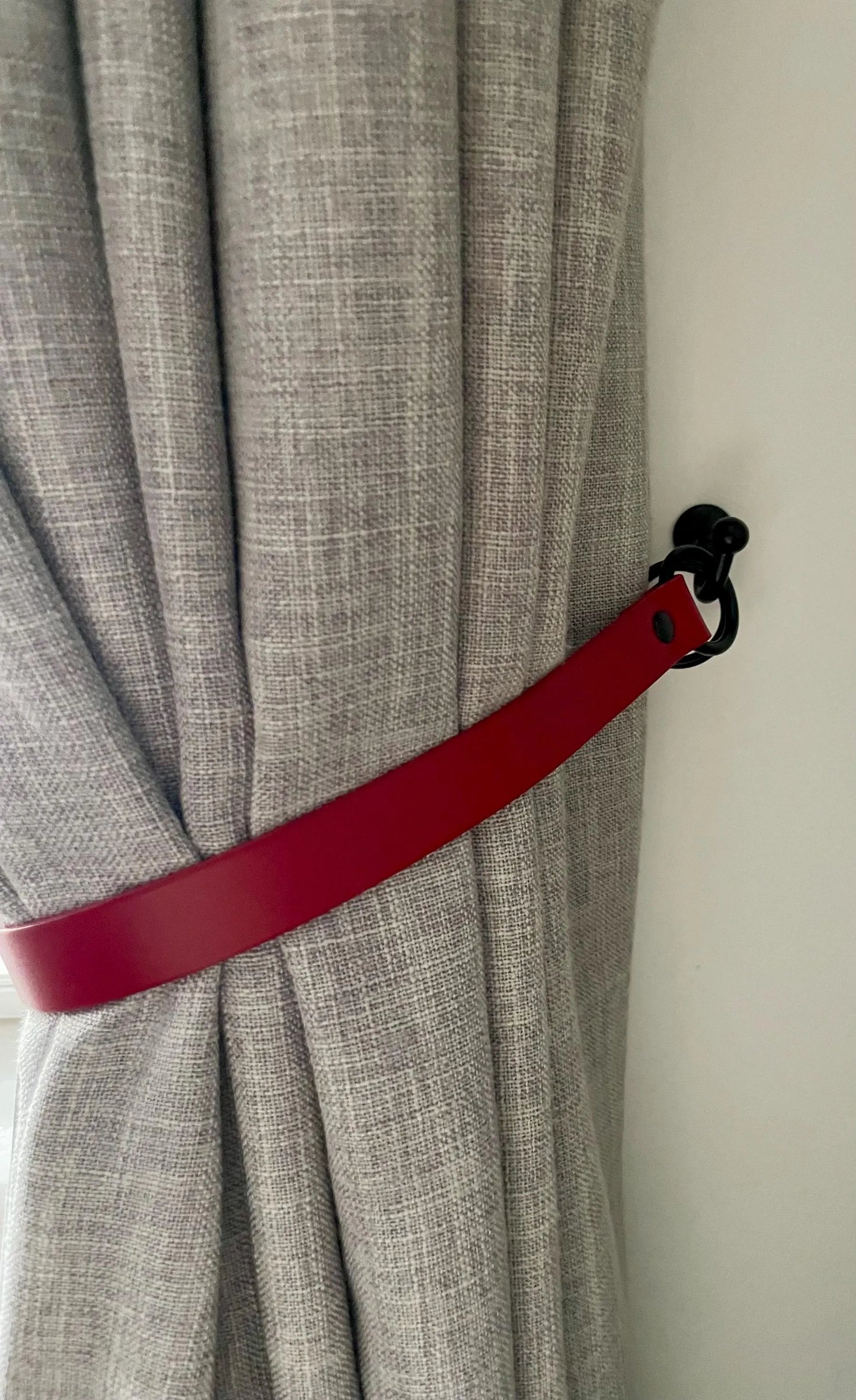 Leather Curtain Tie Back - Red