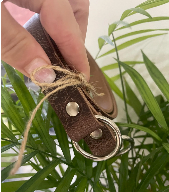 10 inch Antique Brown Leather Curtain Tie Backs with Nickel Fixings