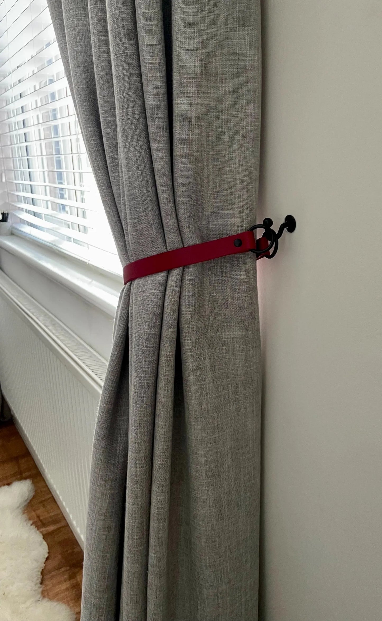 Leather Curtain Tie Back - Red