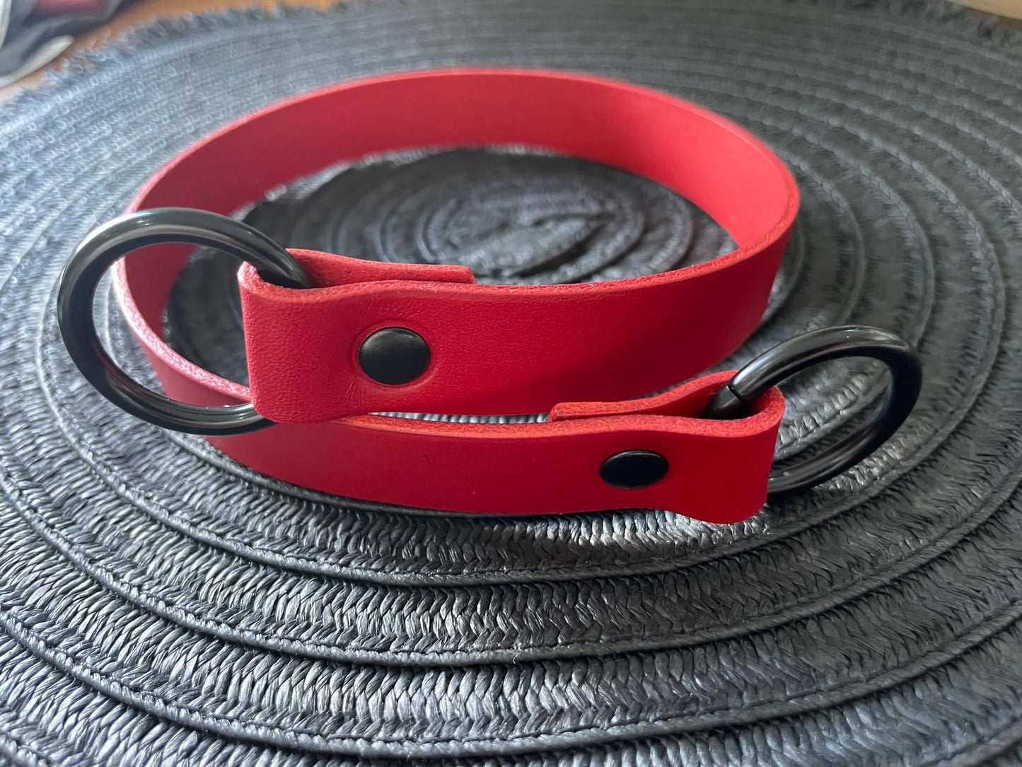 Leather Curtain Tie Back - Red