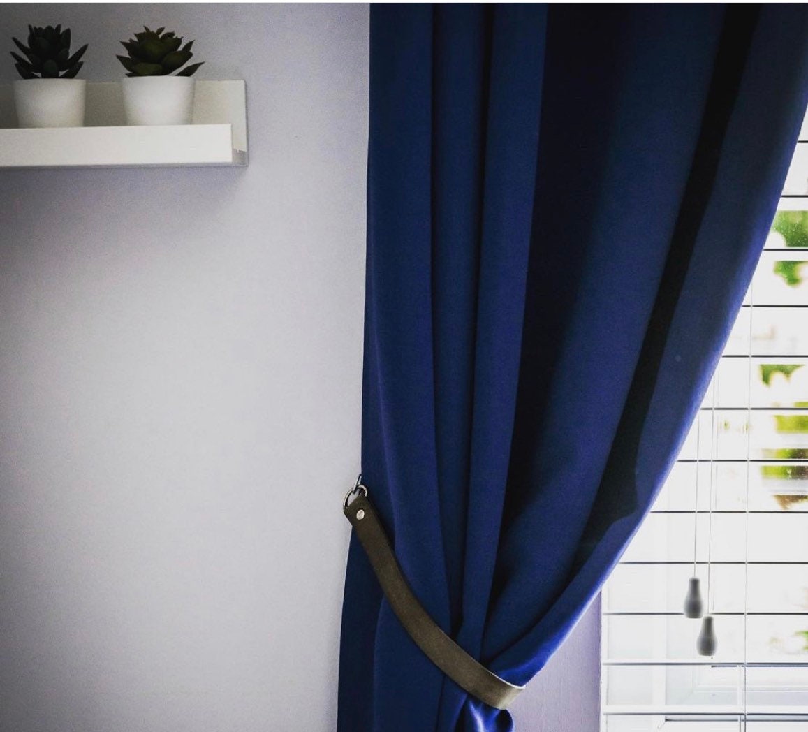 Leather Curtain Tie Backs - Olive Green