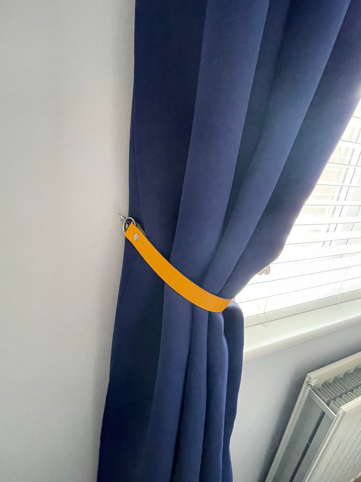 Leather Curtain Tie Backs - Yellow