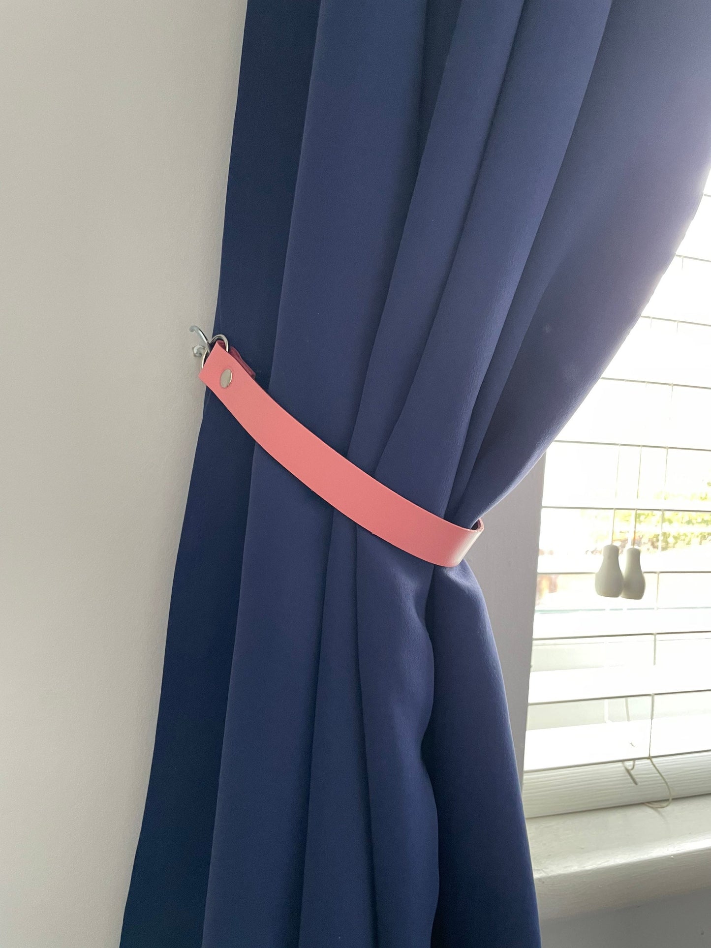 Leather Curtain Tie Backs - Barbie Pink