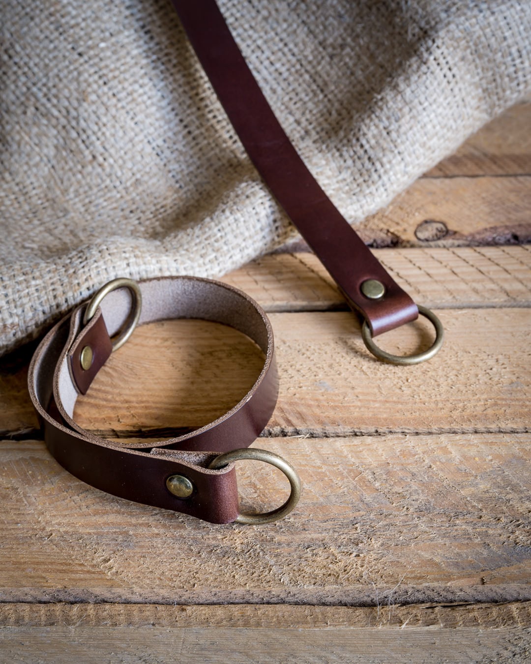Leather Curtain Tie Backs - Brown