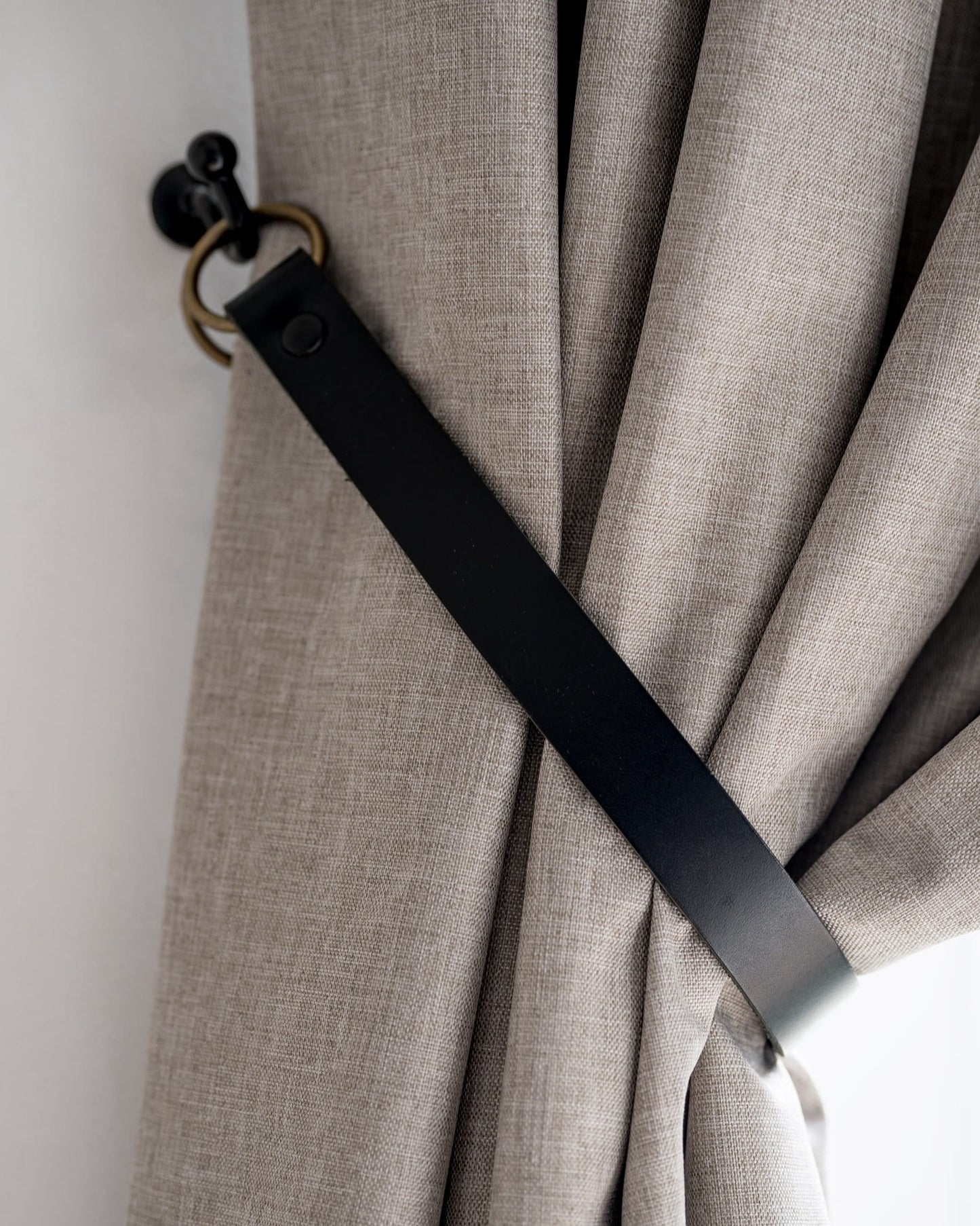 Leather Curtain Tie Back - Black