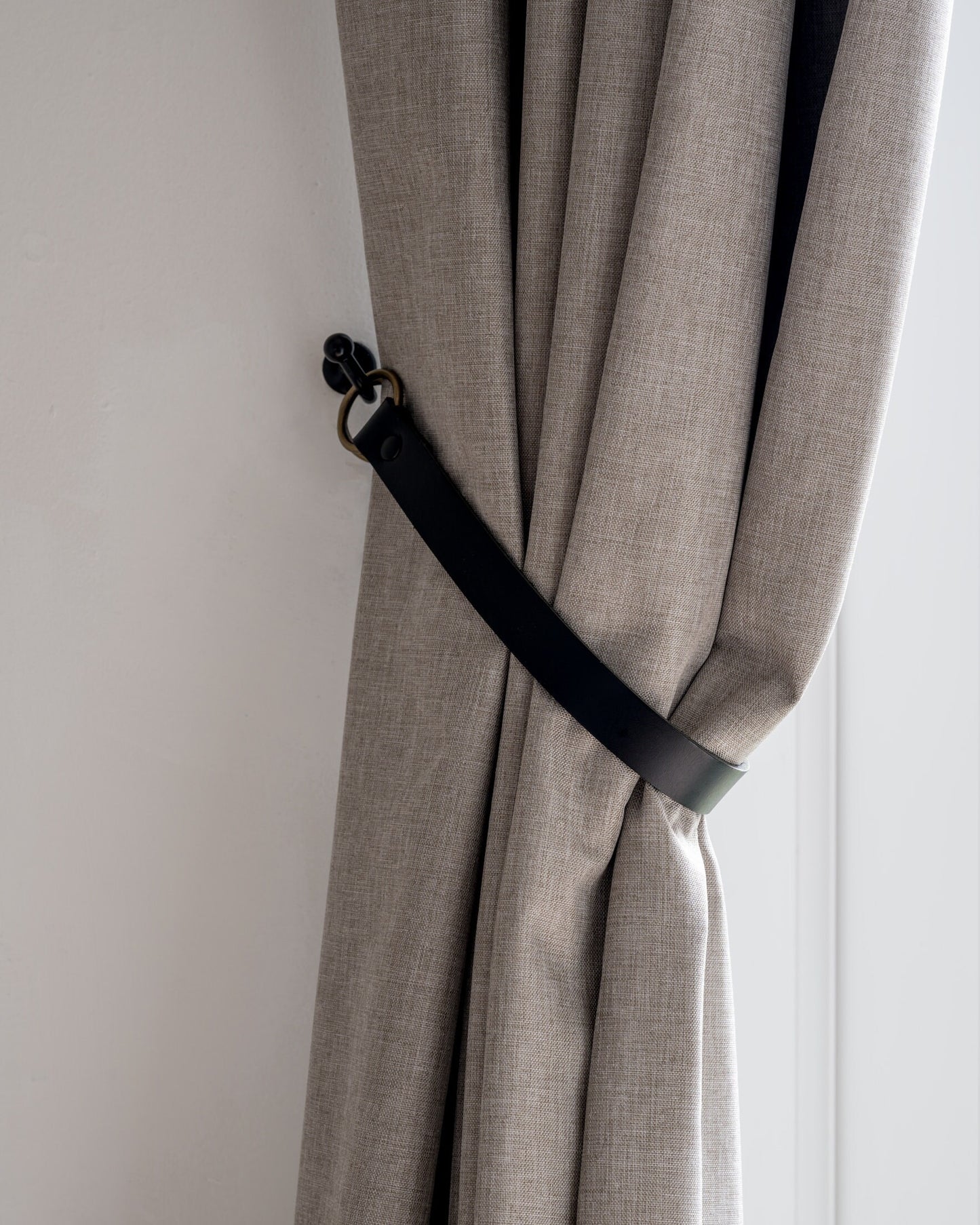 Leather Curtain Tie Back - Black
