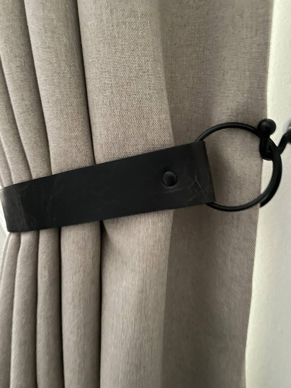 Wide Antique Black Leather Curtain Tie Backs: A Simple Window Styling Update