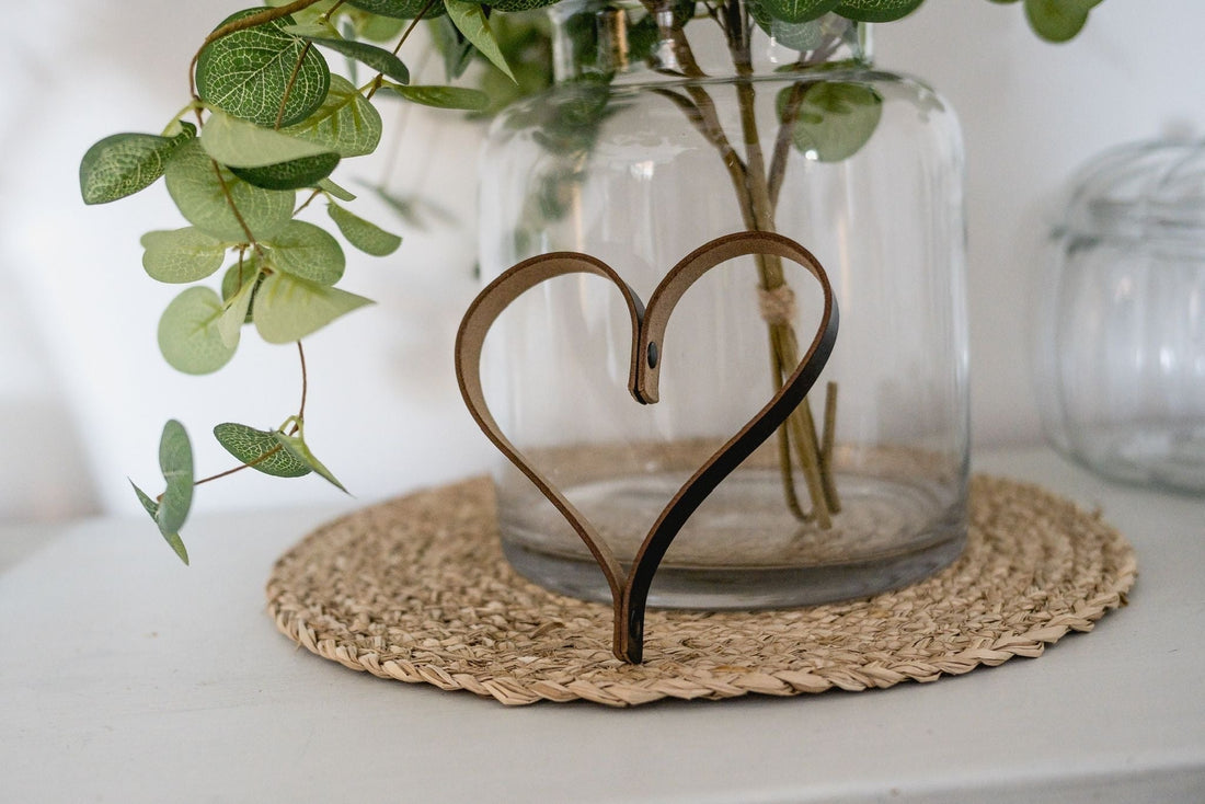 Handmade black leather heart for 3rd anniversary gift
