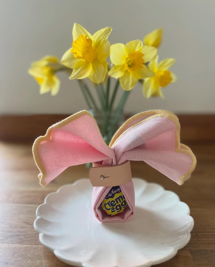 How to Create Bunny Napkin Folds with Leather Napkin Rings for Easter