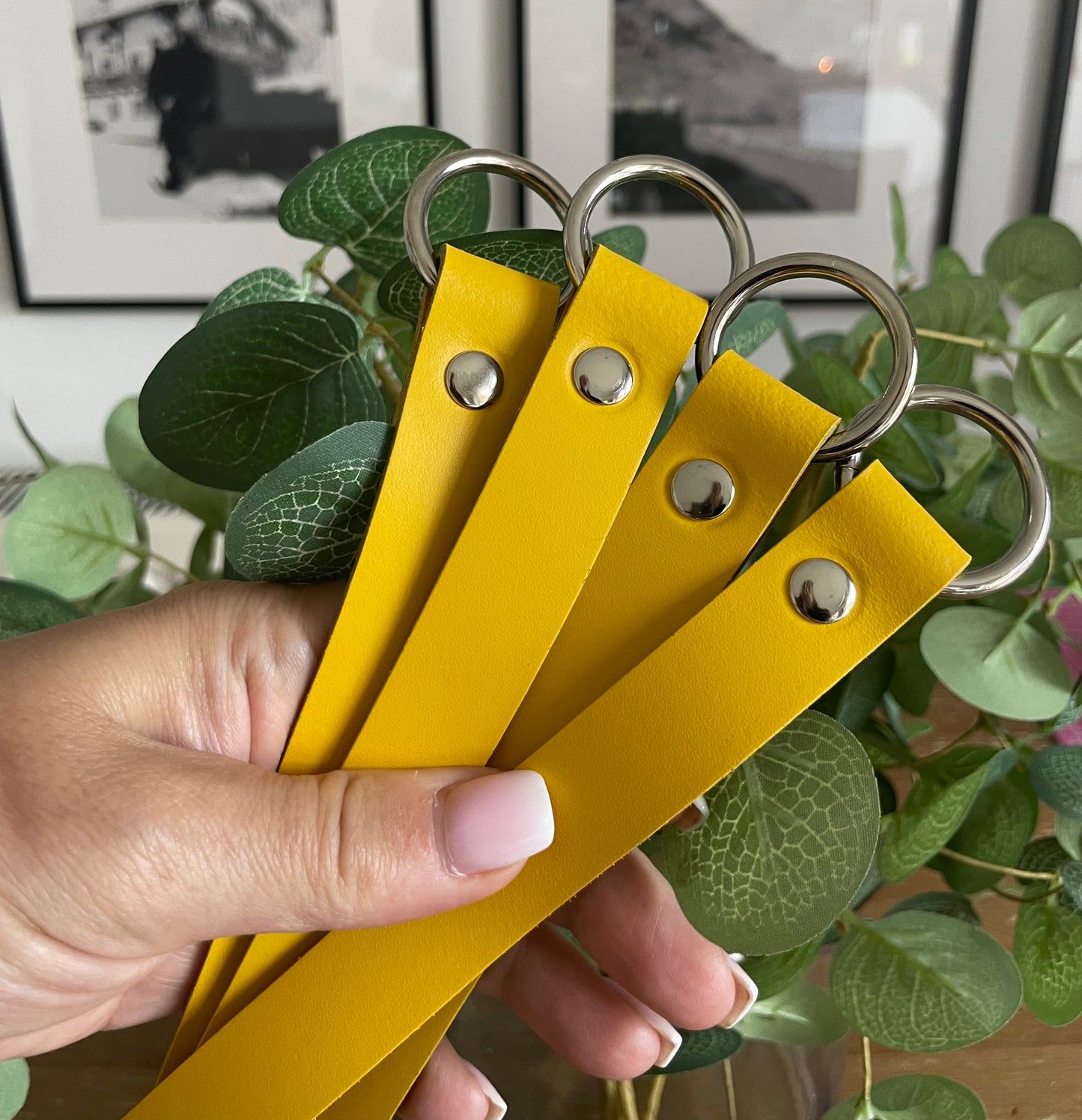 Leather Curtain Tie Backs - Yellow