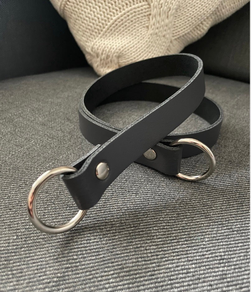 16 Inch Grey Leather Curtain Tie Backs with Nickel Fixings