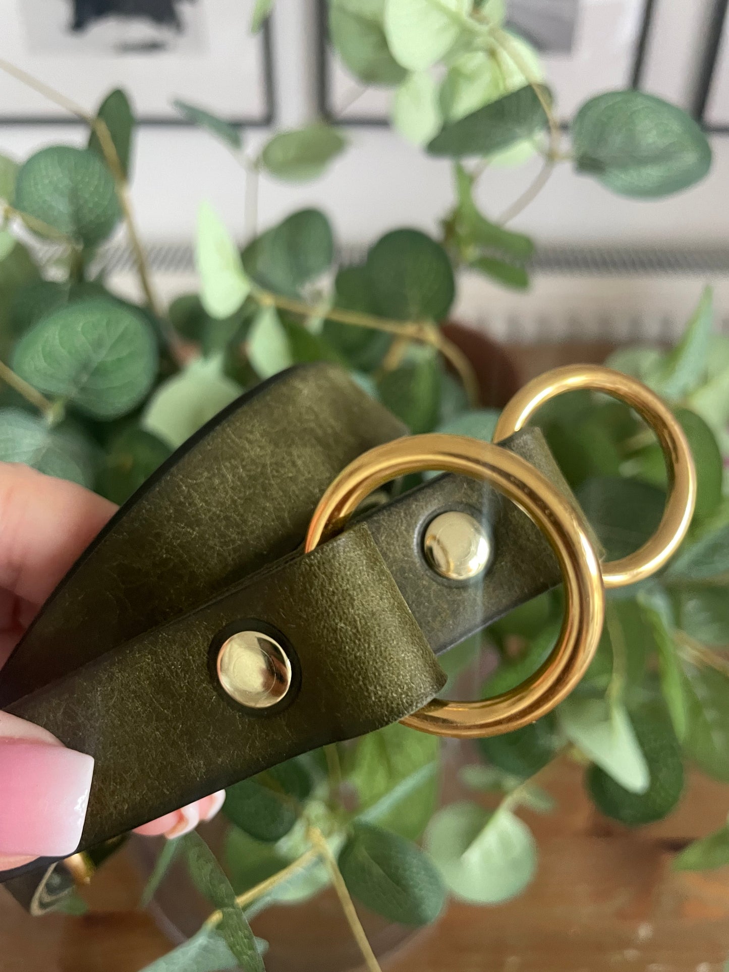 Leather Curtain Tie Backs - Olive Green