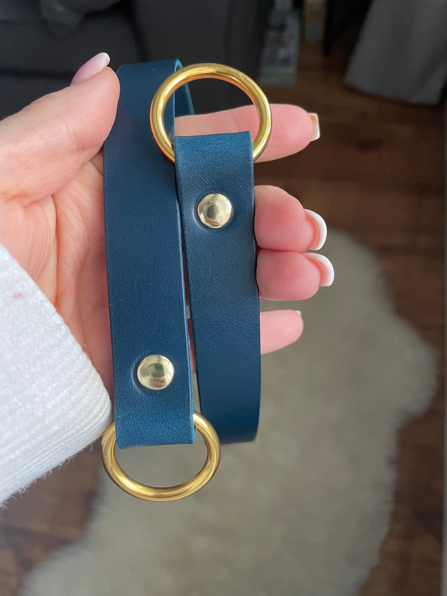 Leather Curtain Tie Backs - Blue