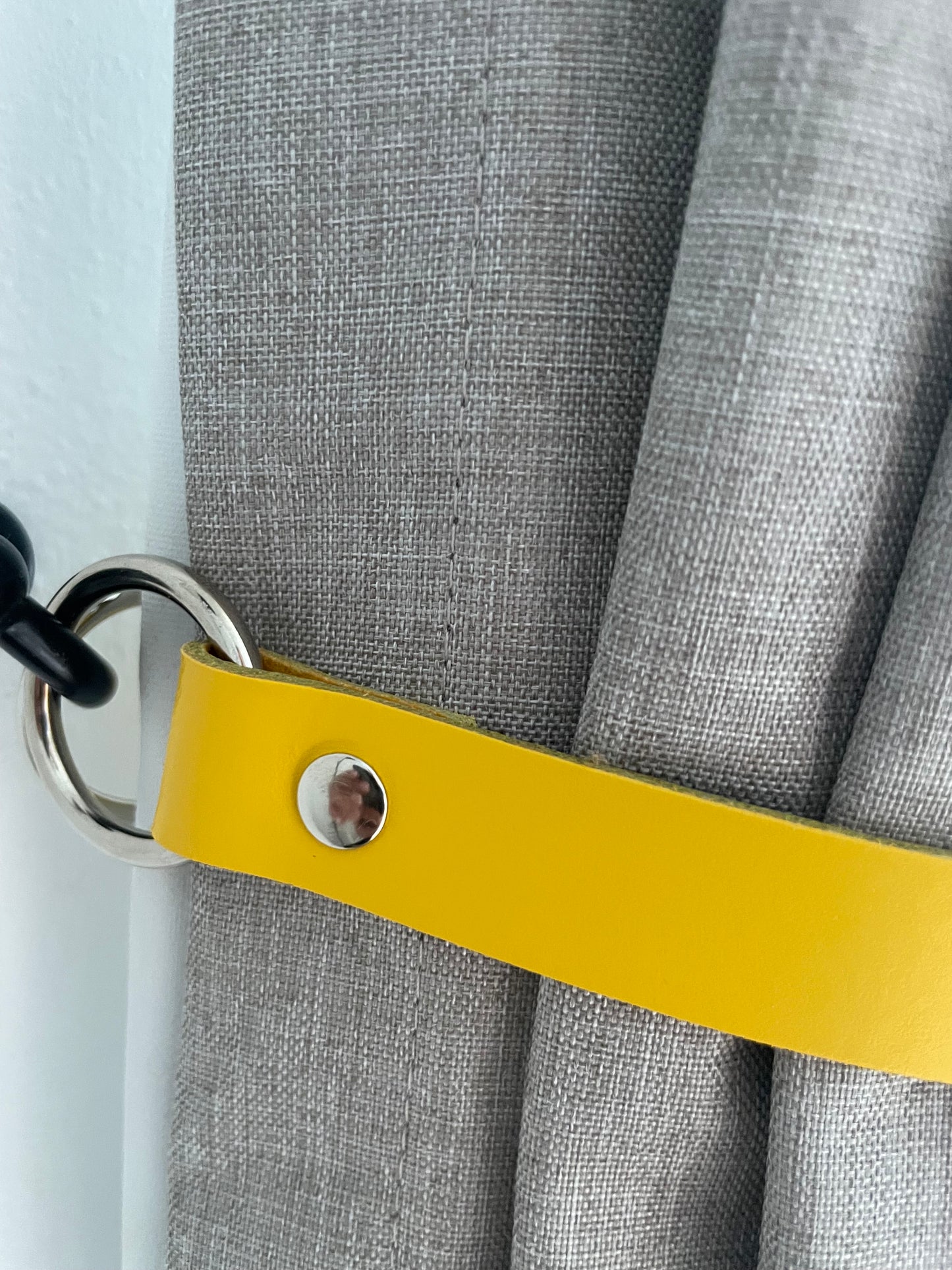 Leather Curtain Tie Backs - Yellow