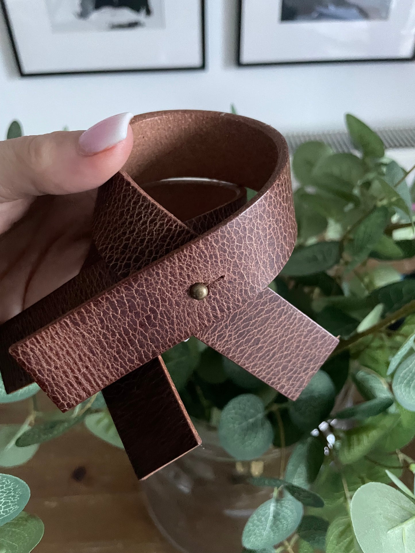 Leather Curtain Tie Back - Criss Cross Design