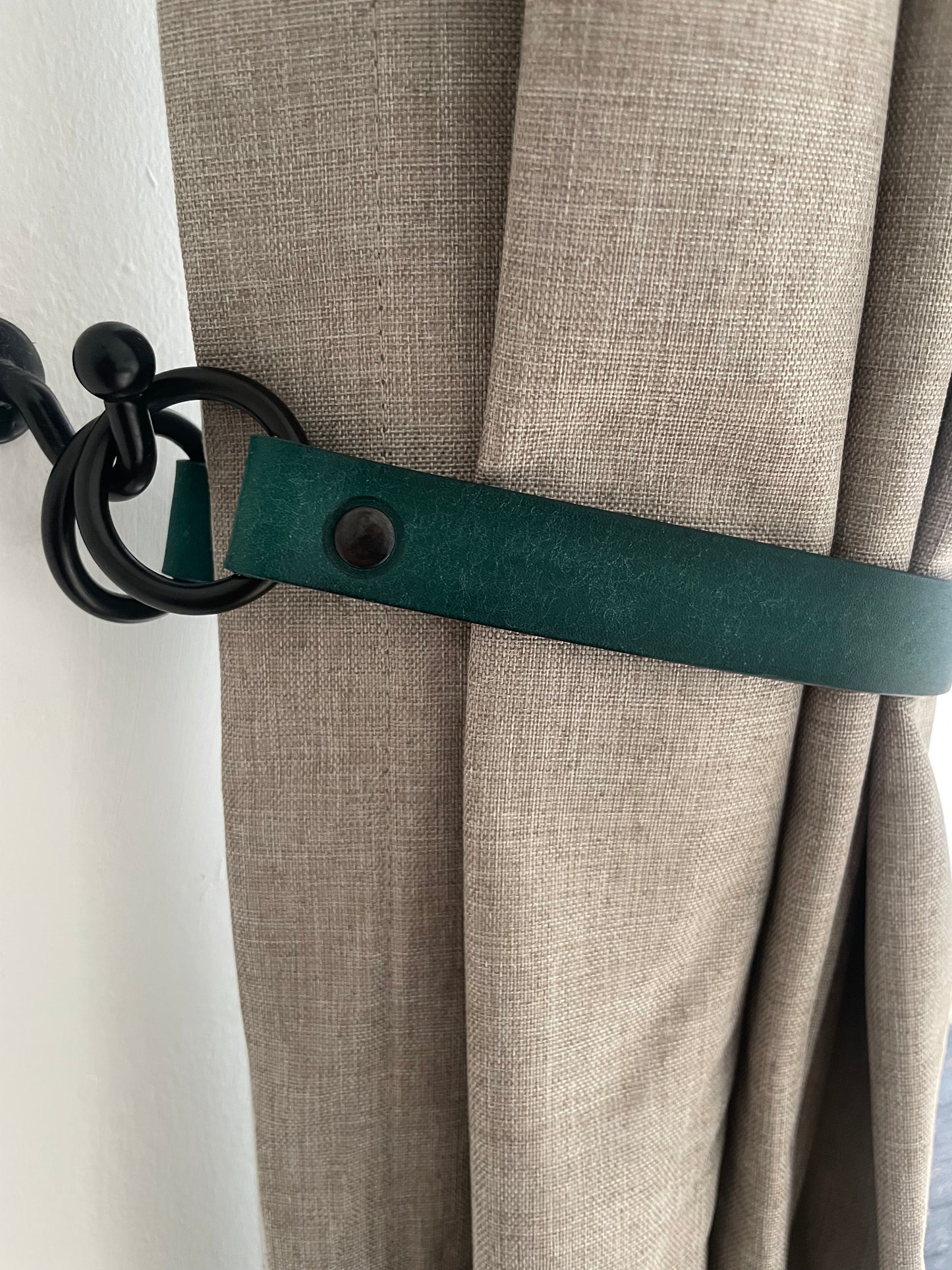 Leather Curtain Tie Backs - Teal