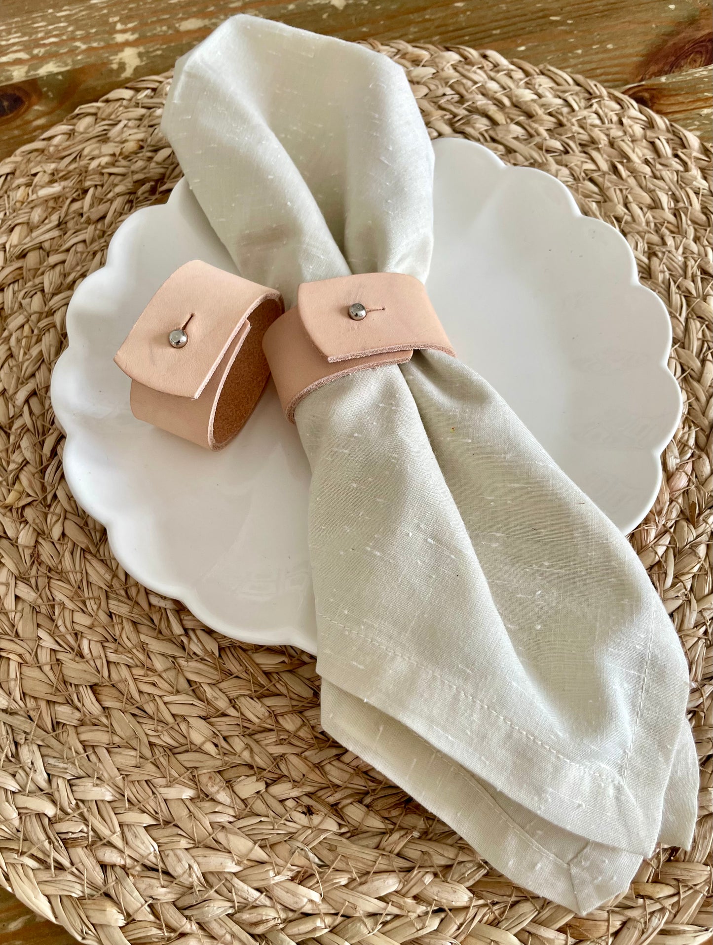 Leather Napkin Rings | Natural