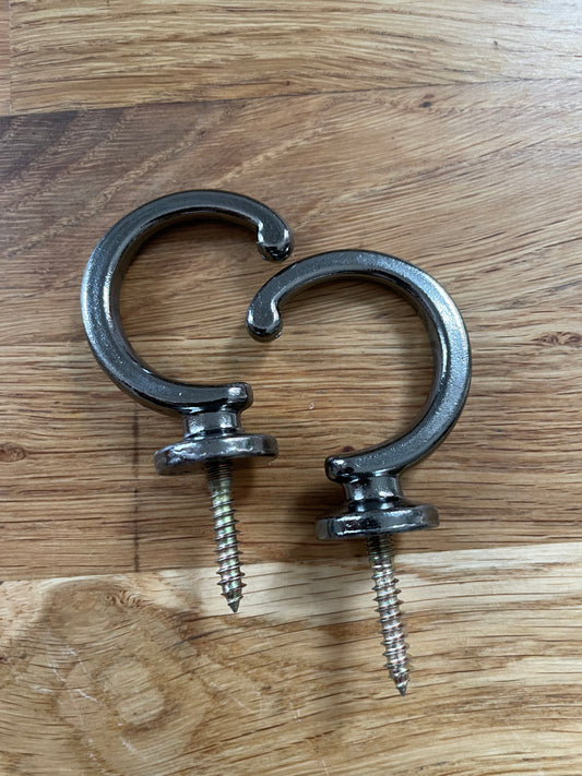 Gunmetal Black curtain tie back hooks x 2