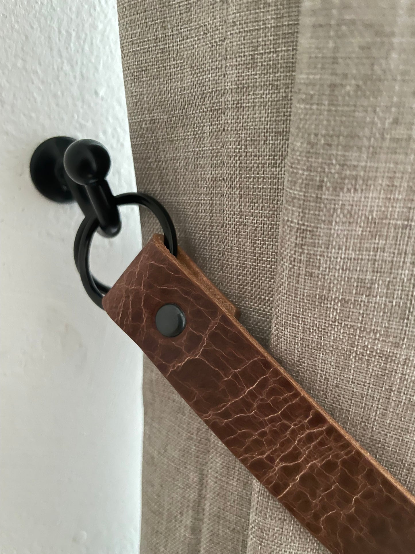 Leather Curtain Tie Backs - Antique Brown