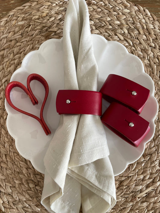 Leather Napkin Rings | Red