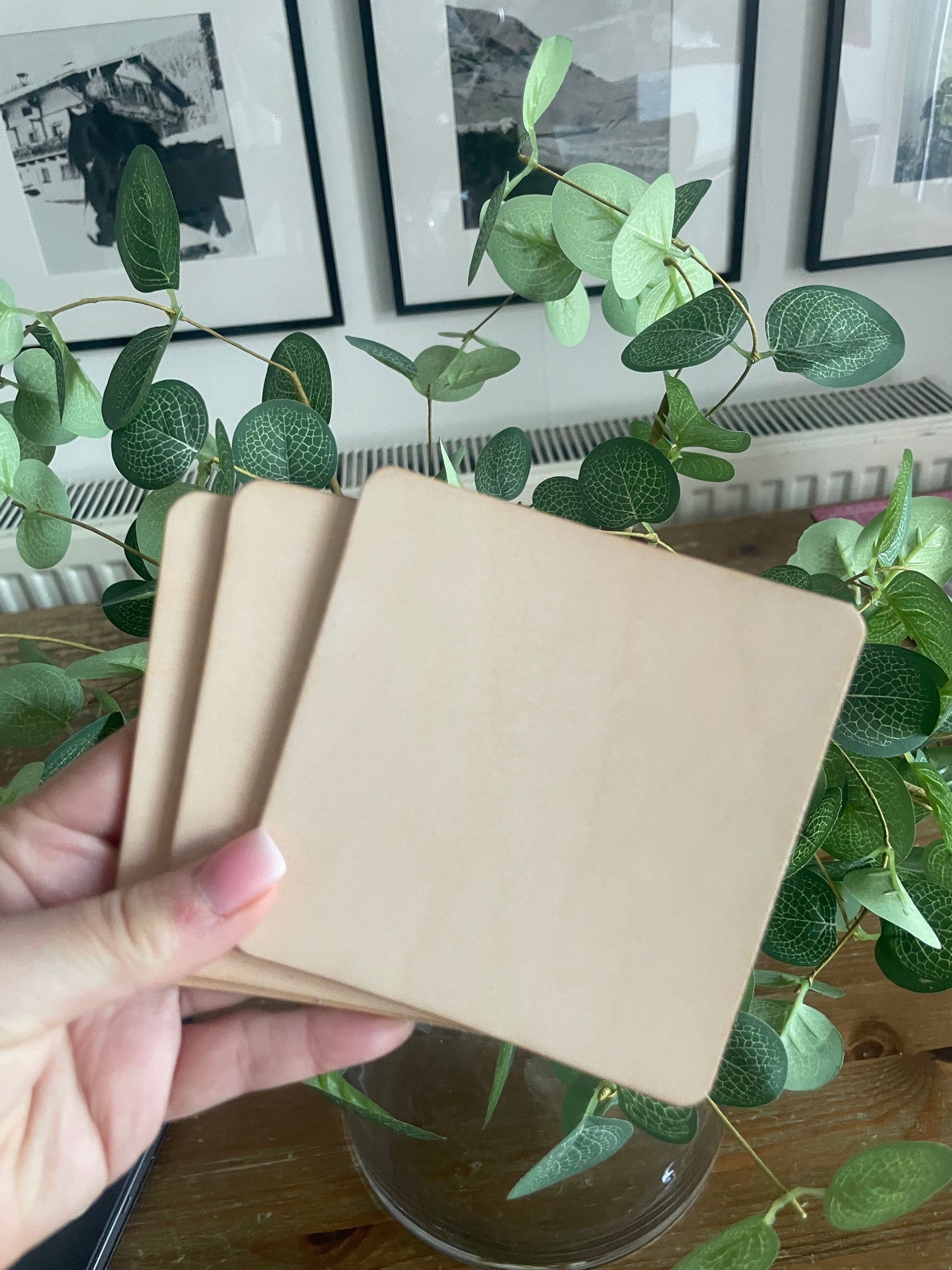 Natural Leather Square Coasters