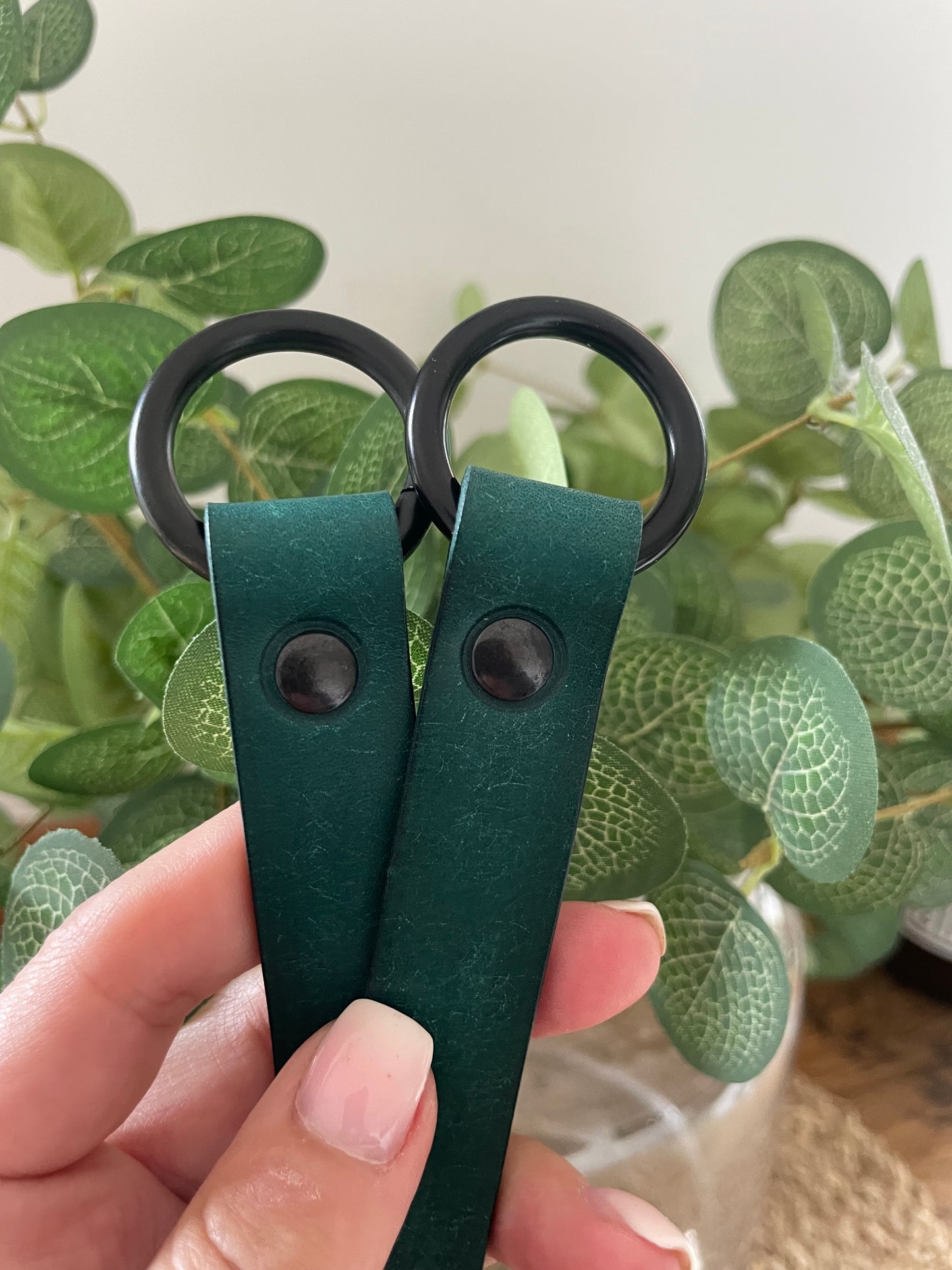 Leather Curtain Tie Backs - Teal