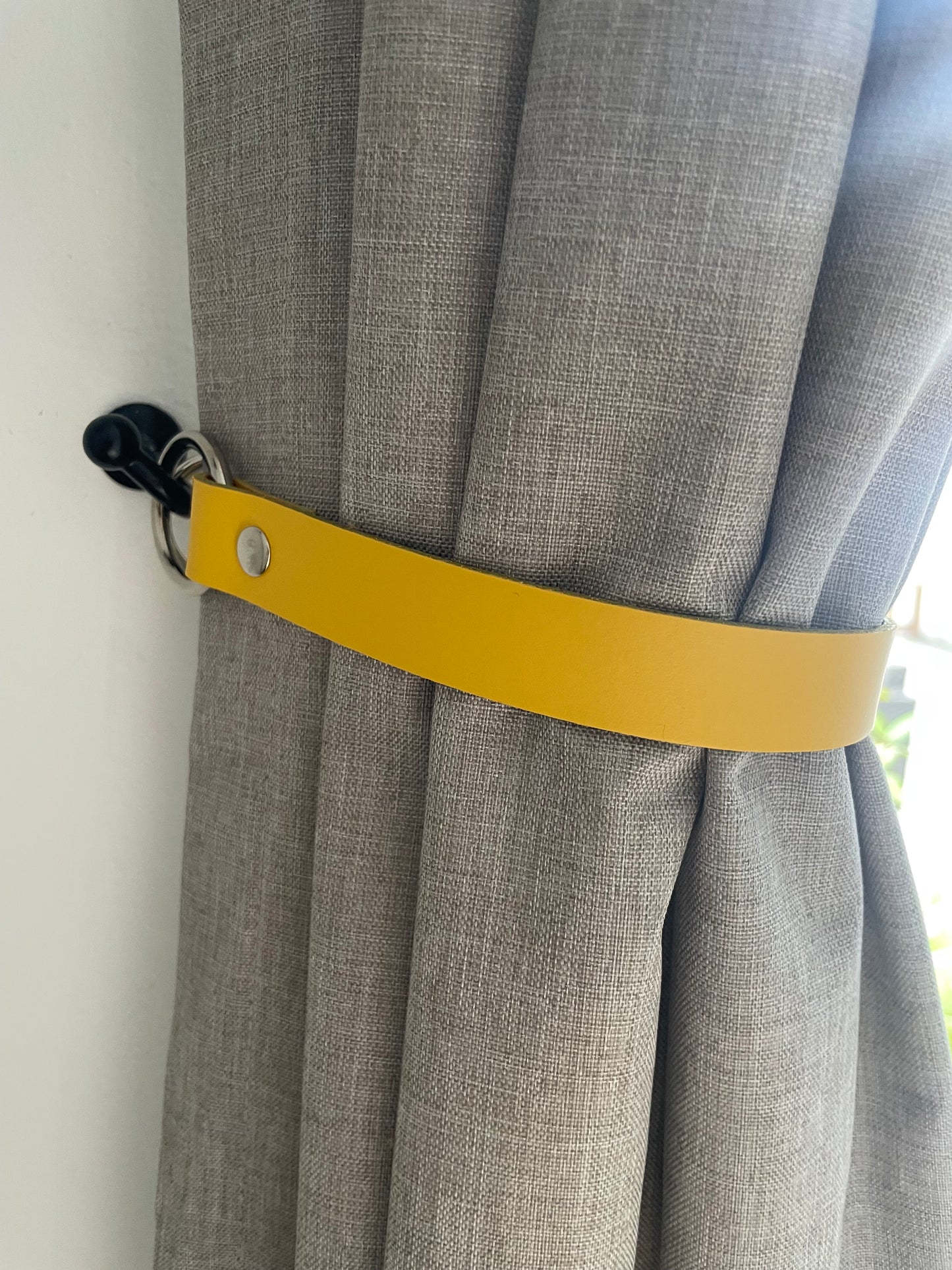 Leather Curtain Tie Backs - Yellow
