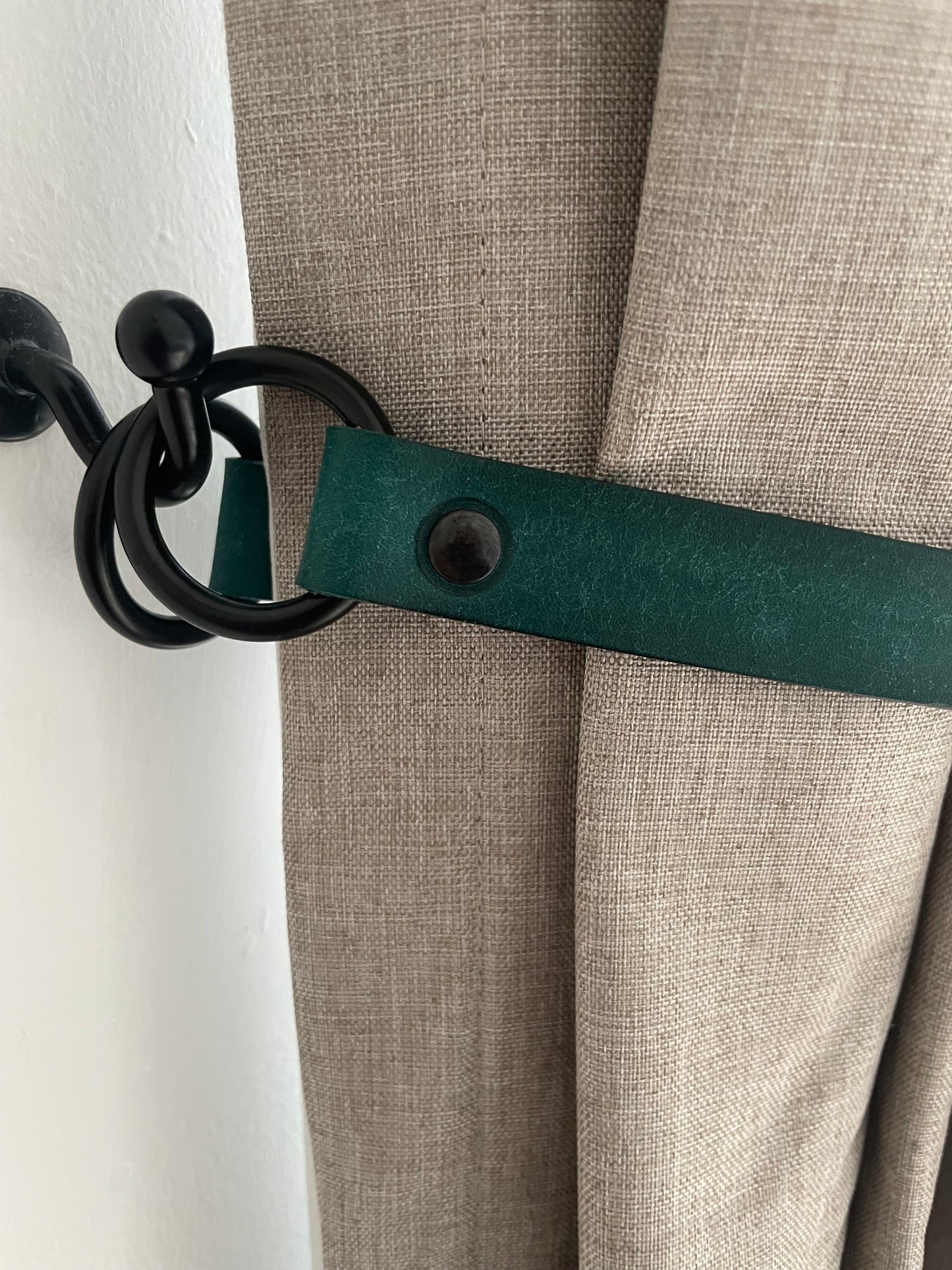 Leather Curtain Tie Backs - Teal