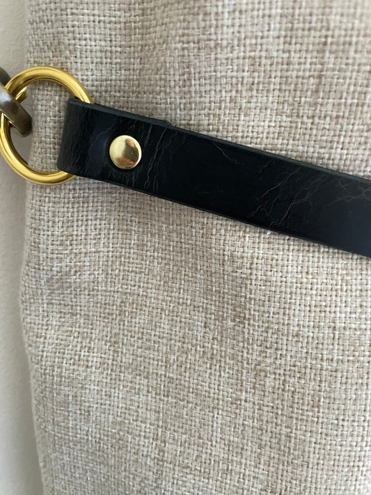 Leather Curtain Tie Backs - Antique Black