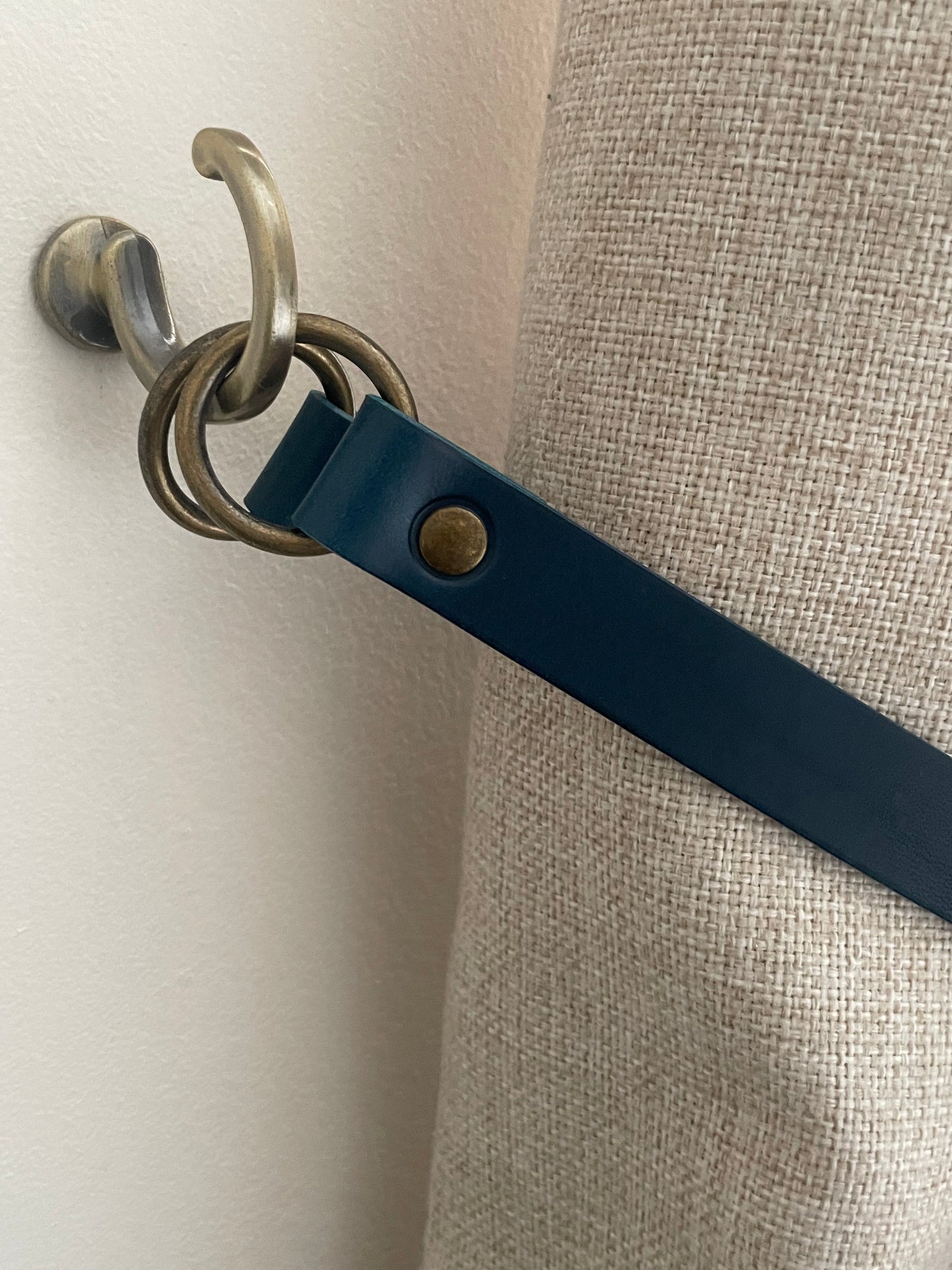 Leather Curtain Tie Backs - Blue