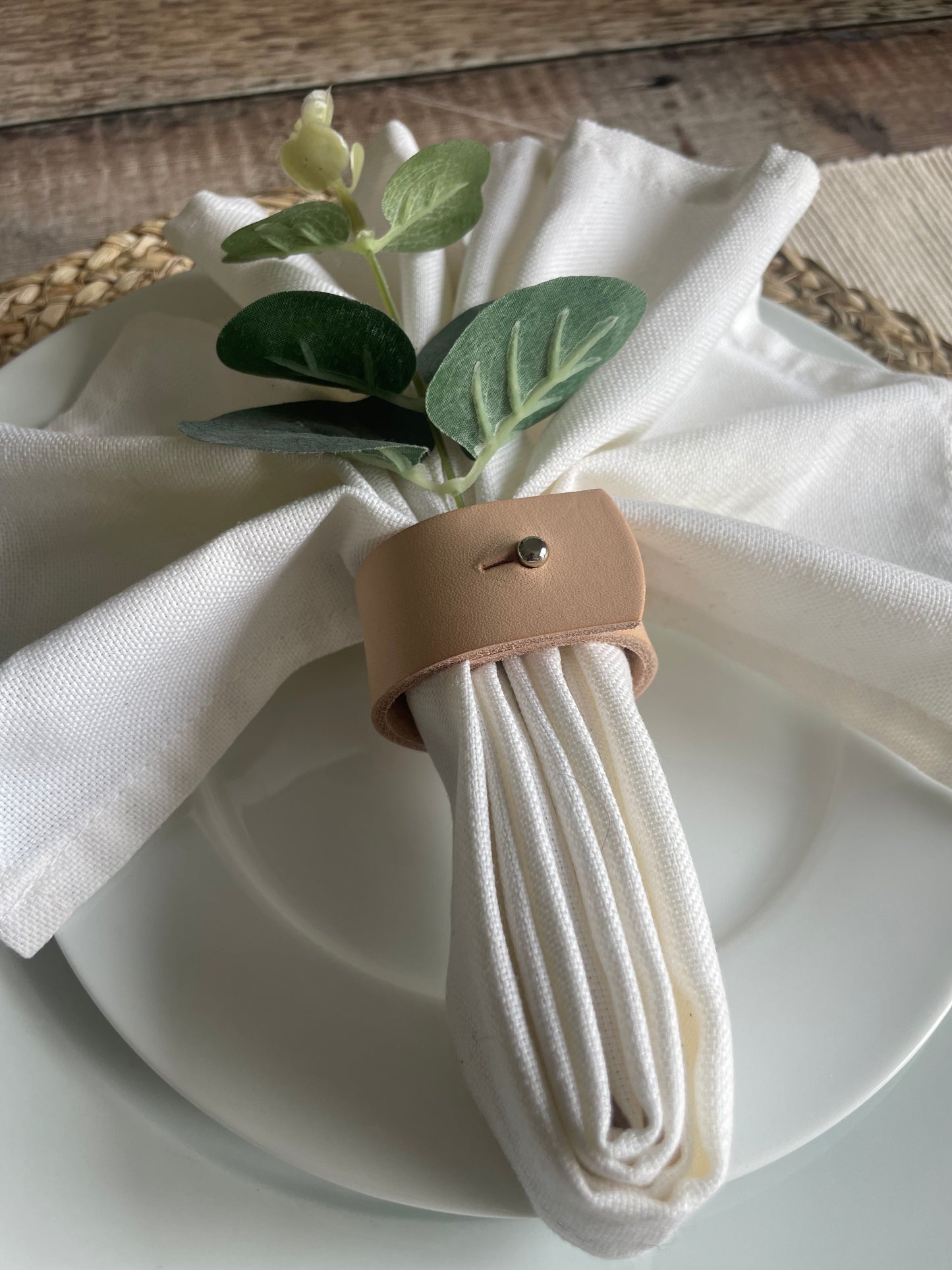 Leather Napkin Rings | Natural