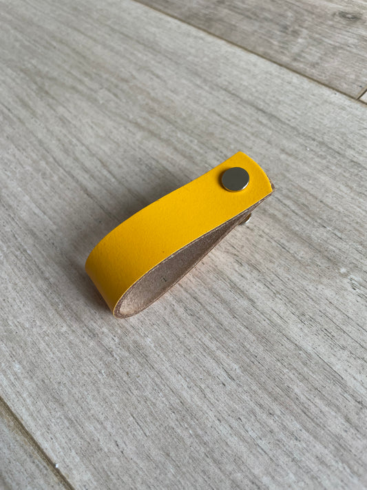 Leather Drawer Pulls - Yellow