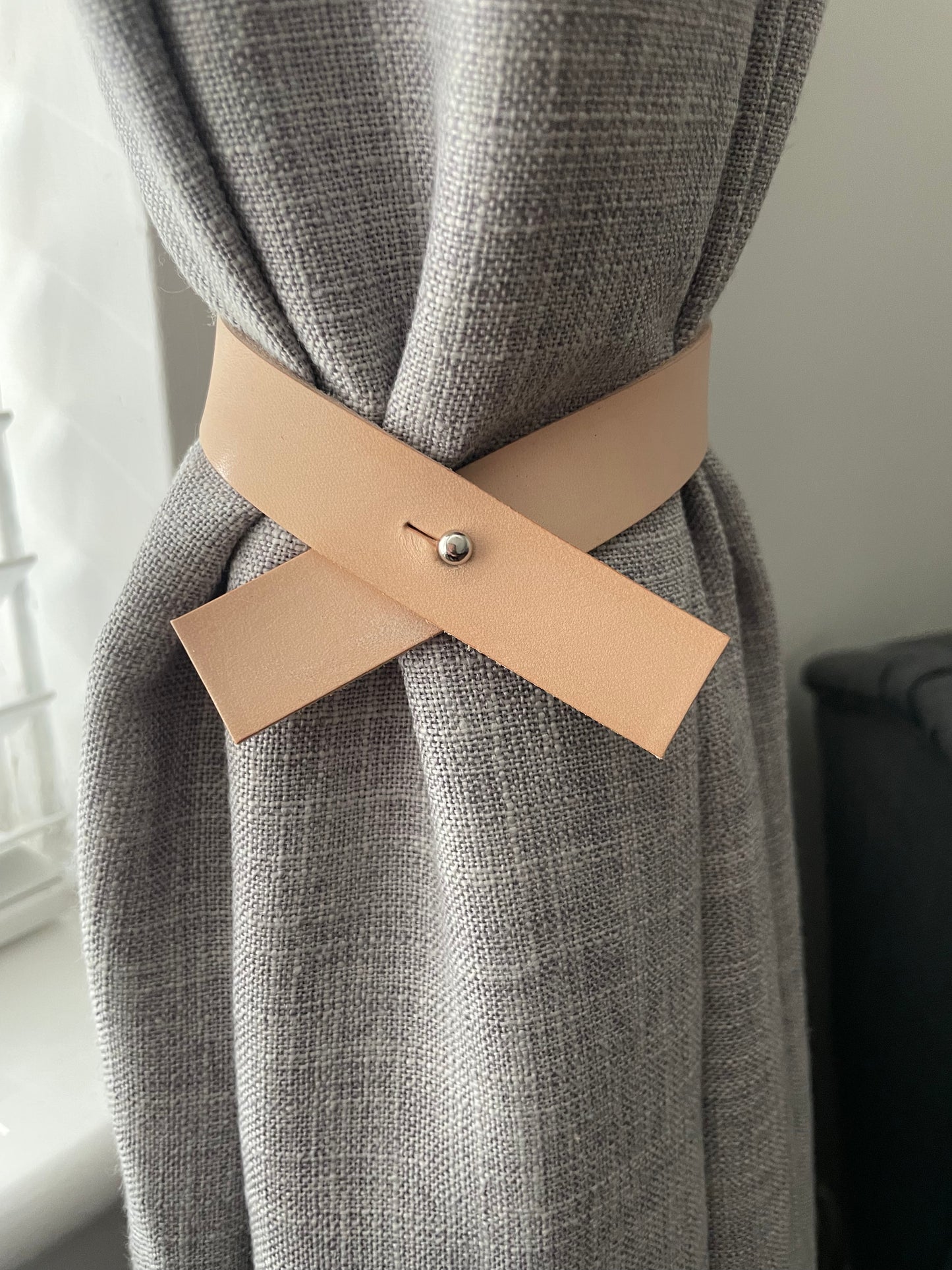 Leather Curtain Tie Back - Criss Cross Design