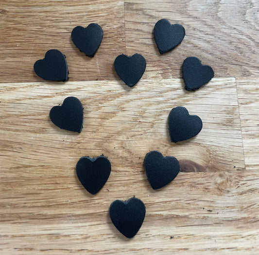 Luxury Black Leather Hearts Shapes Pack of 10