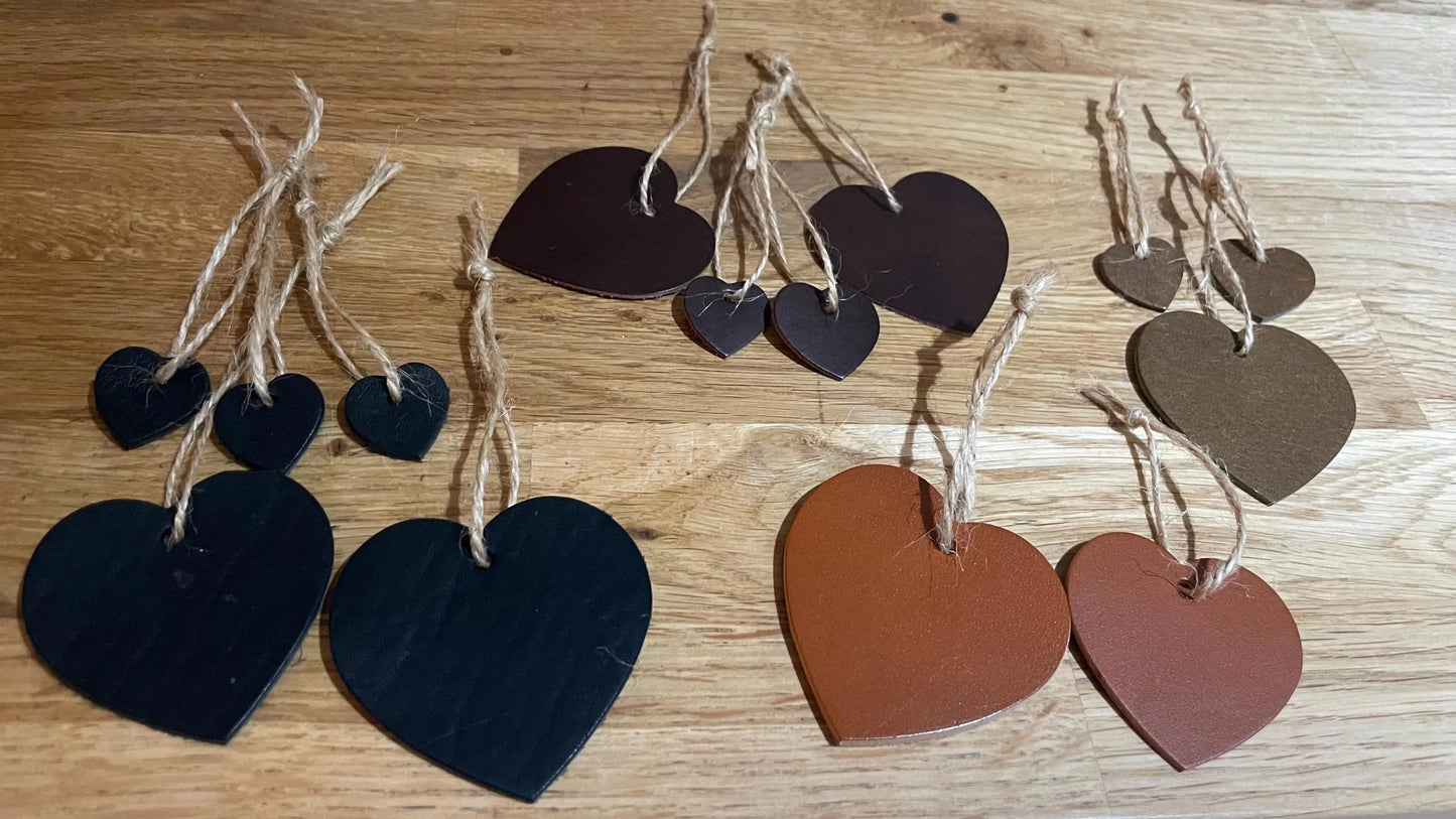 Leather Hanging Hearts - 3 sizes