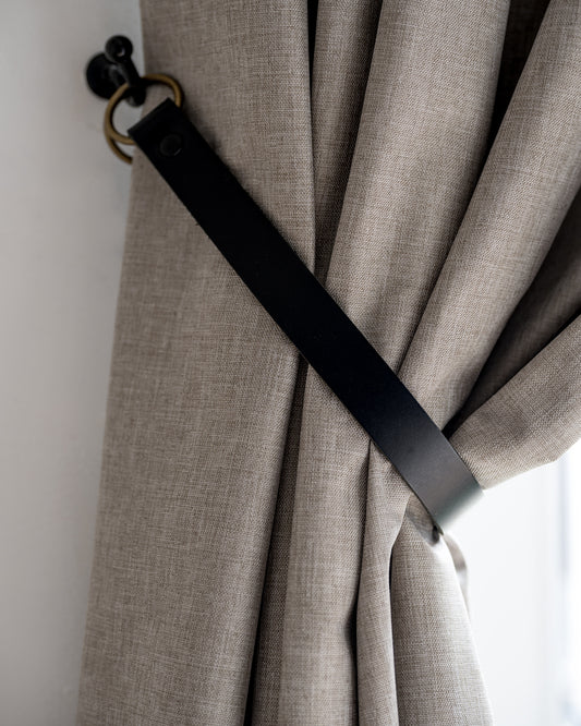 Leather Curtain Tie Back - Black