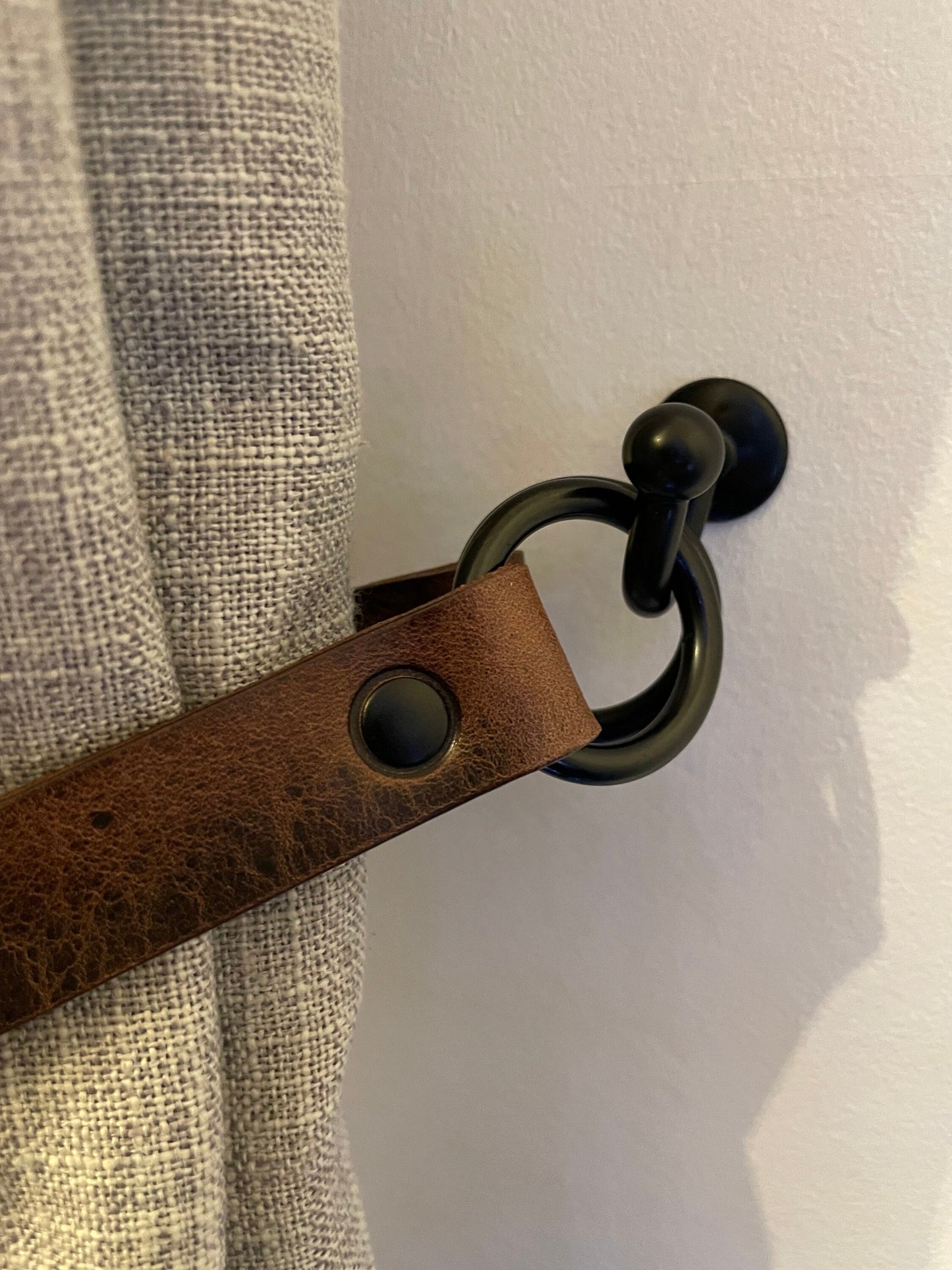 Leather Curtain Tie Backs - Antique Brown